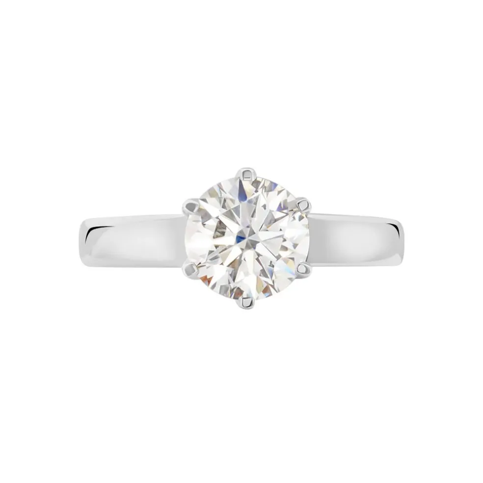 Bague Solitaire Natalia Or Blanc Diamant Synthetique