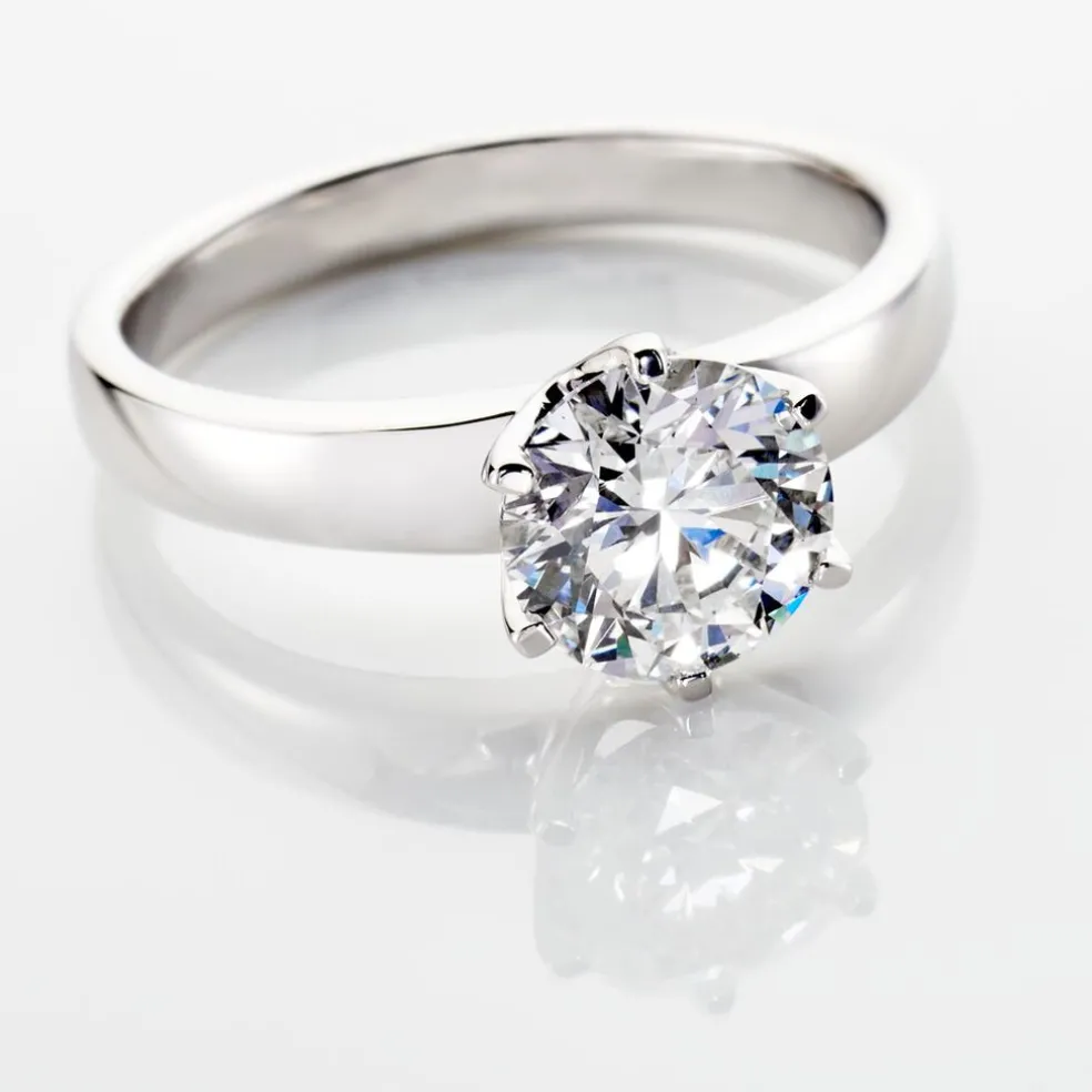 Bague Solitaire Natalia Or Blanc Diamant Synthetique