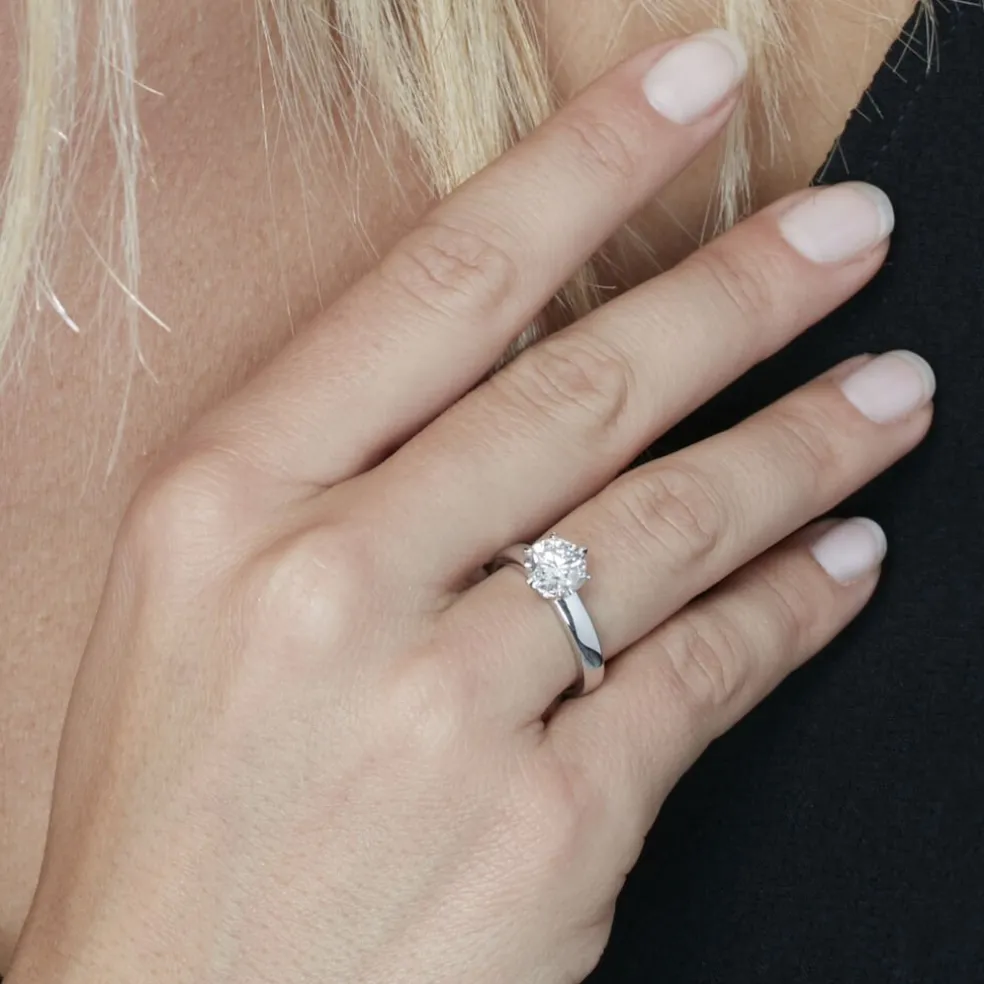 Bague Solitaire Natalia Or Blanc Diamant Synthetique