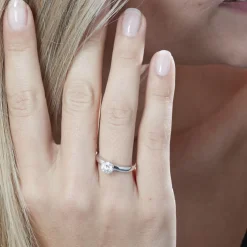 Bague Solitaire Natalia Or Blanc Diamant Synthetique