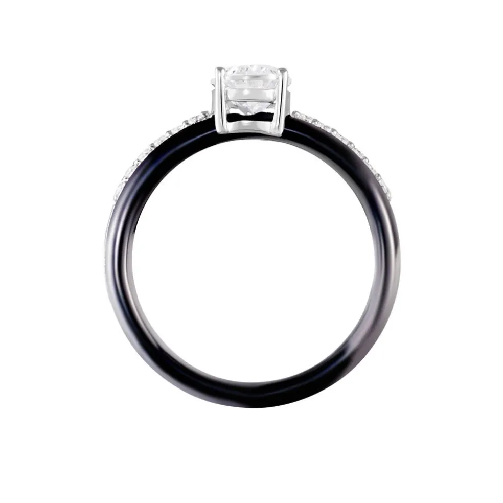 Bague Solitaire Neville Argent Blanc Céramique Et Oxyde De Zirconium