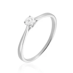 Bague Solitaire Or Blanc Fiona Diamant Synthétique