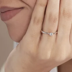 Bague Solitaire Or Blanc Fiona Diamant Synthétique