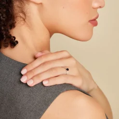 Bague Solitaire Or Blanc Crista Saphir Diamants