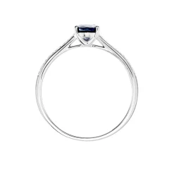 Bague Solitaire Or Blanc Crista Saphir Diamants