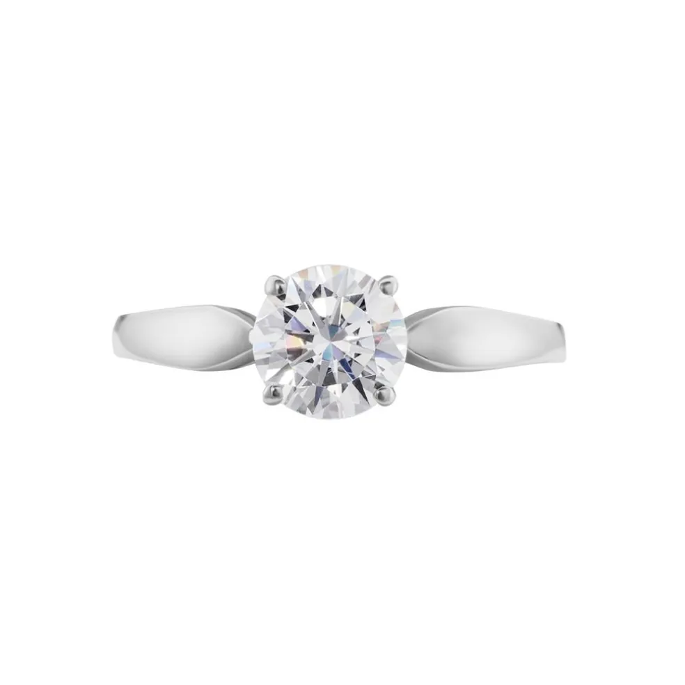 Bague Solitaire Or Blanc Caharus Oxyde De Zirconium