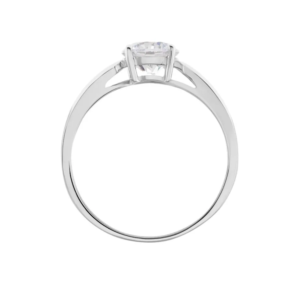 Bague Solitaire Or Blanc Caharus Oxyde De Zirconium