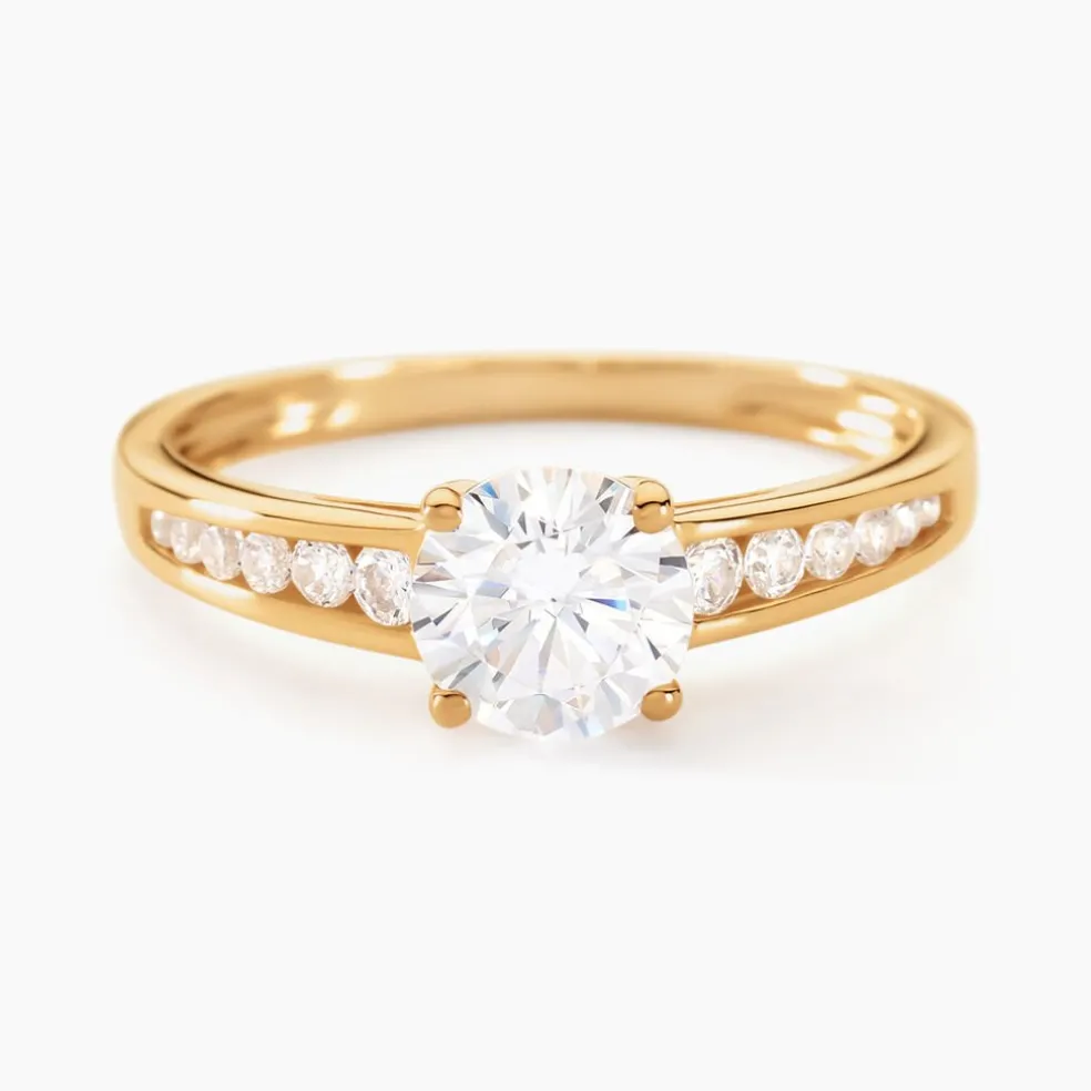 Bague Solitaire Or Jaune Oxyde De Zirconium