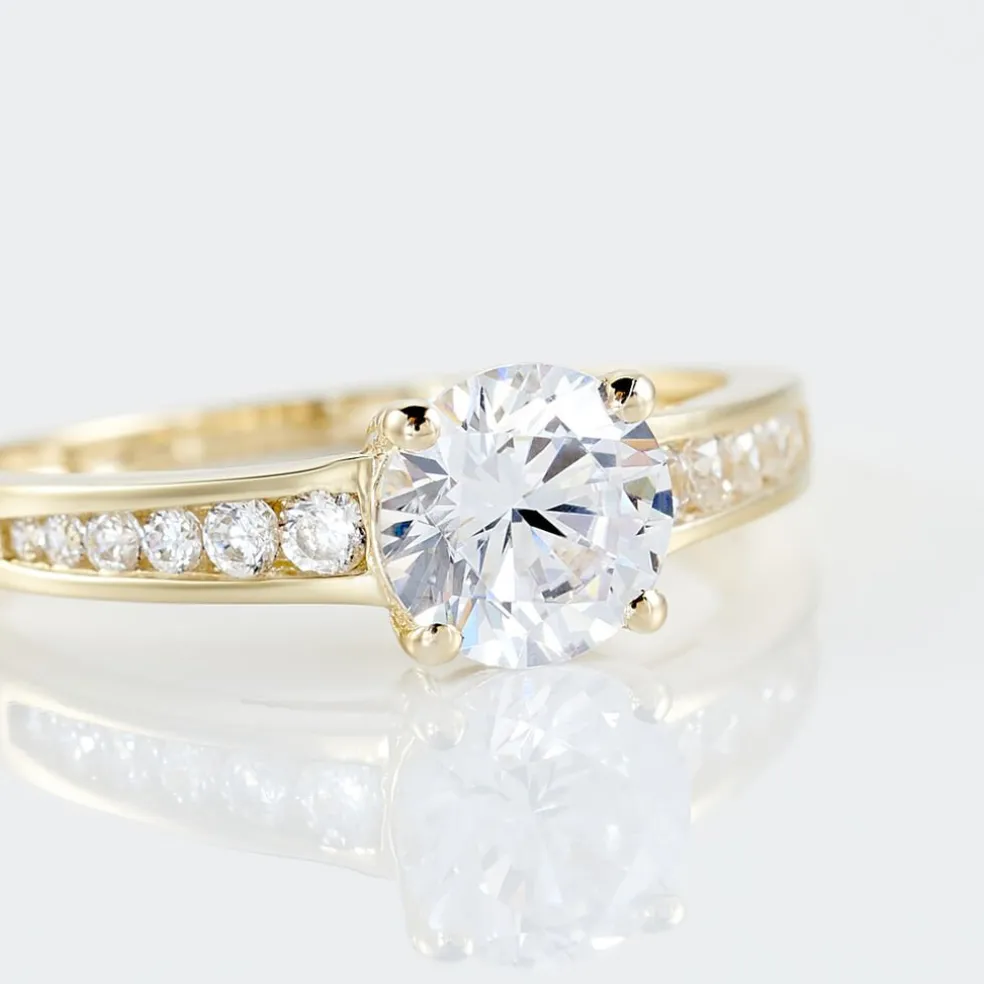 Bague Solitaire Or Jaune Oxyde De Zirconium