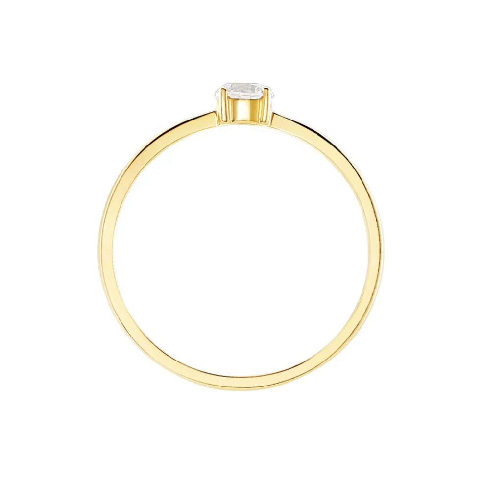 Bague Solitaire Or Jaune Eclat D'etoile Oxyde De Zirconium