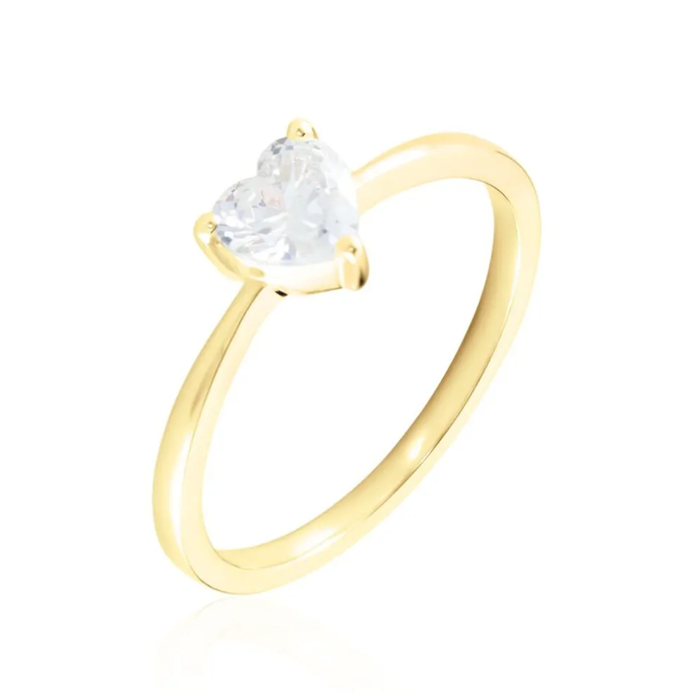 Bague Solitaire Or Jaune Idelle Oxyde De Zirconium