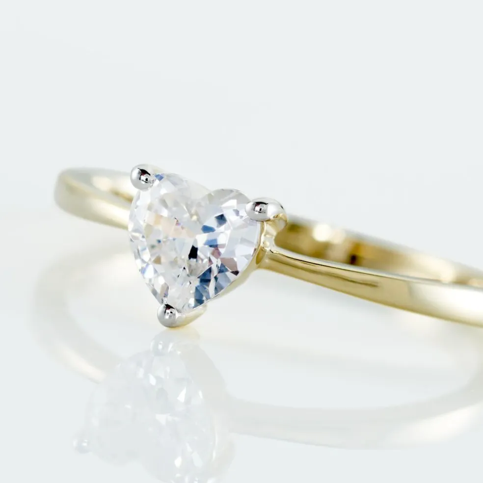 Bague Solitaire Or Jaune Idelle Oxyde De Zirconium