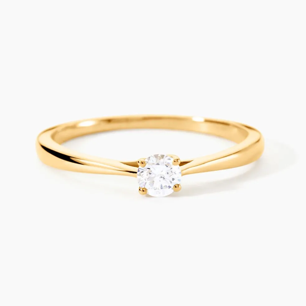 Bague Solitaire Or Jaune Fiona Diamant Synthetique