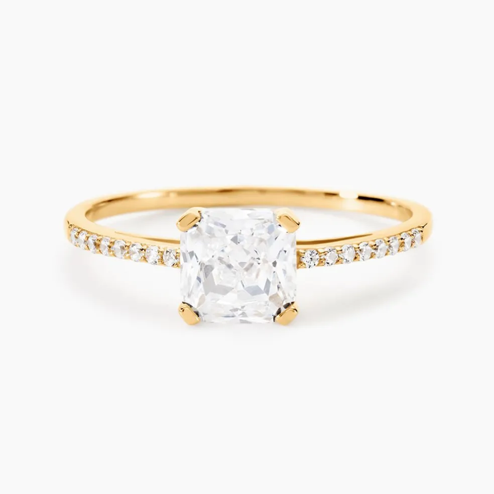 Bague Solitaire Or Jaune Beline Oxyde De Zirconium