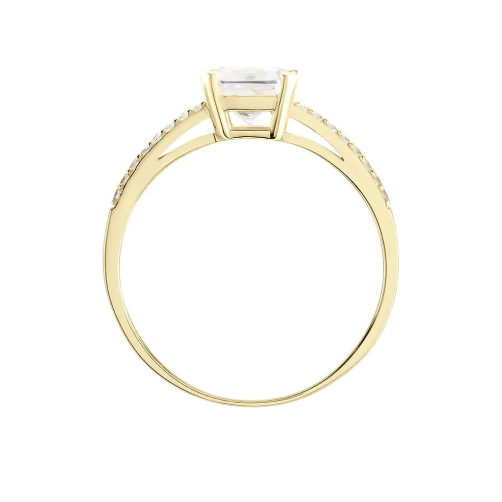 Bague Solitaire Or Jaune Beline Oxyde De Zirconium