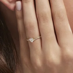 Bague Solitaire Or Jaune Sabeen Oxyde De Zirconium