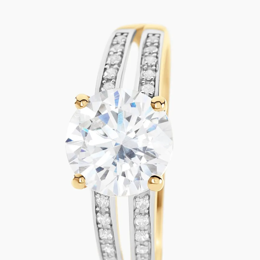 Bague Solitaire Or Jaune Anthyme Oxyde De Zirconium