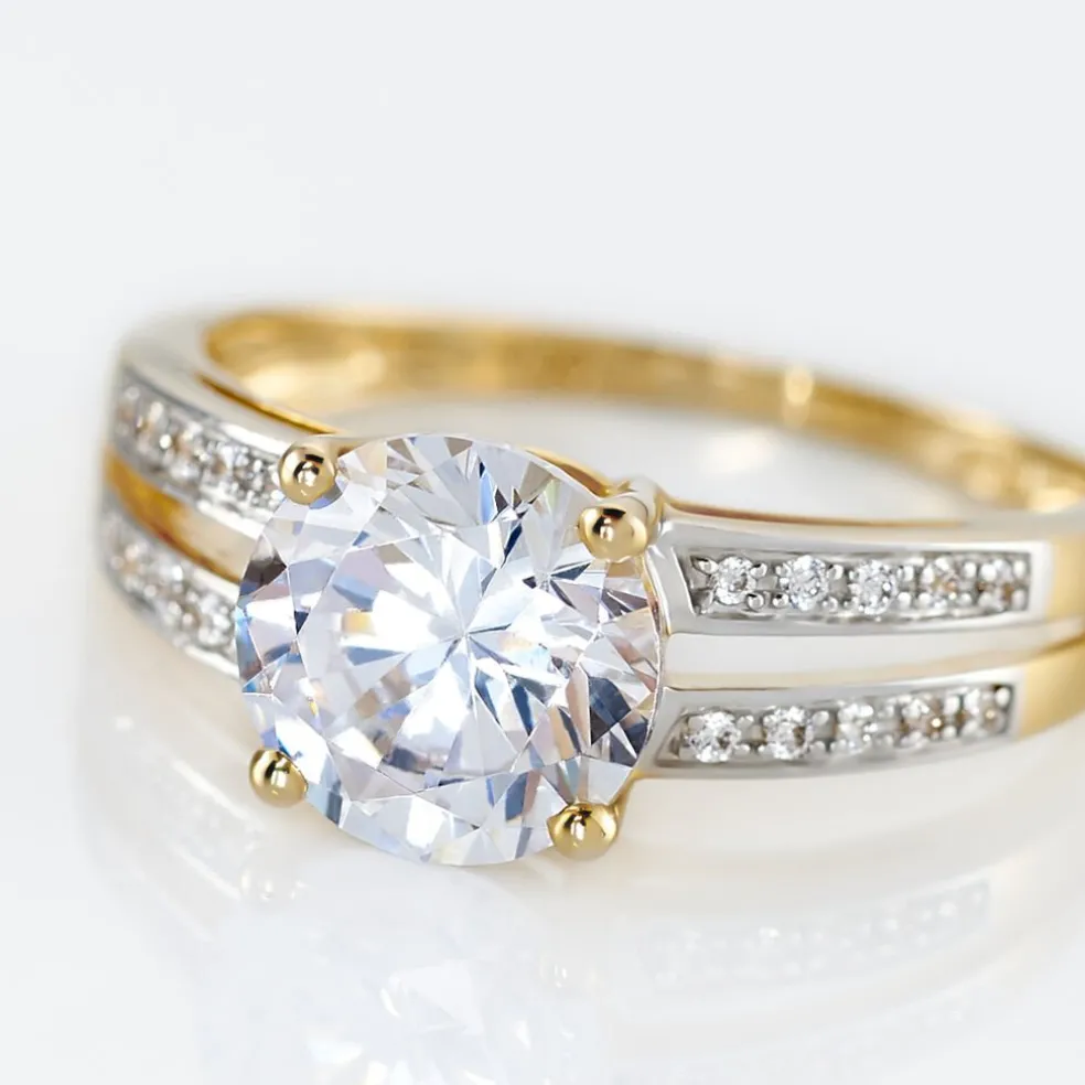 Bague Solitaire Or Jaune Anthyme Oxyde De Zirconium