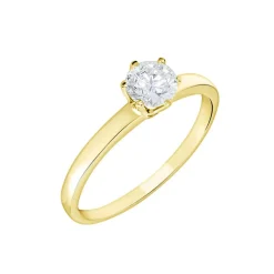 Bague Solitaire Or Jaune Diamant Synthetique