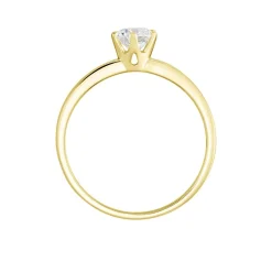 Bague Solitaire Or Jaune Diamant Synthetique