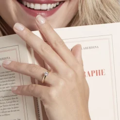 Bague Solitaire Or Jaune Diamant Synthetique