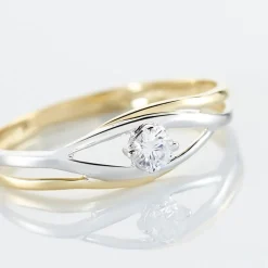 Bague Solitaire Peline Or Bicolore Oxyde De Zirconium