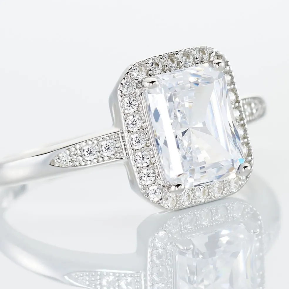 Bague Solitaire Pilar Argent Blanc Oxyde De Zirconium