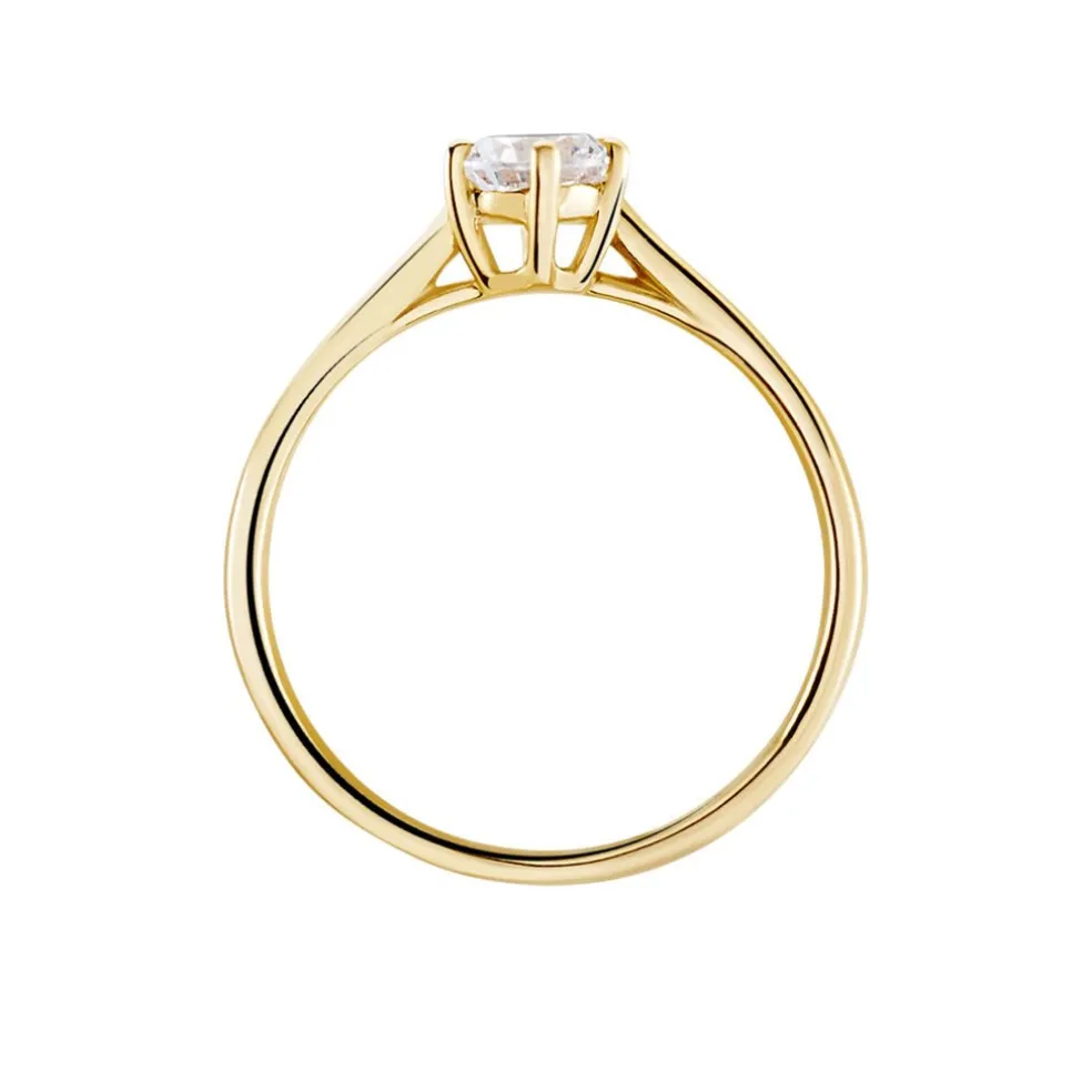 Bague Solitaire Plaqué Or Jaune Eulia Oxyde De Zirconium