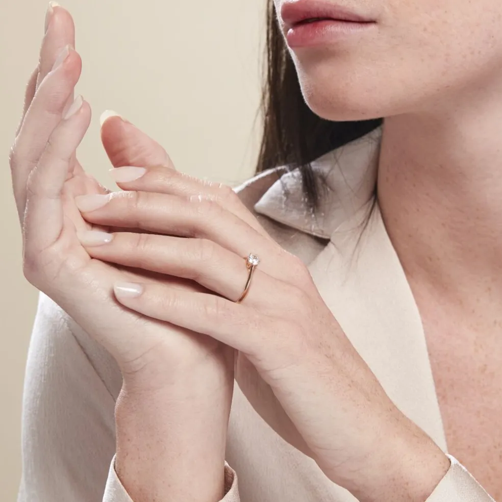 Bague Solitaire Plaqué Or Jaune Eulia Oxyde De Zirconium