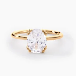 Bague Solitaire Plaqué Or Liber Oxyde De Zirconium