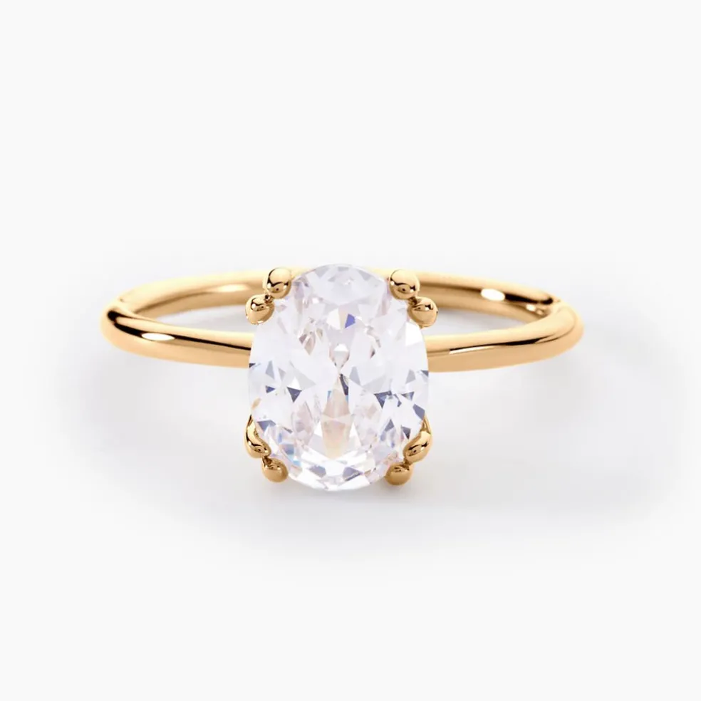 Bague Solitaire Plaqué Or Liber Oxyde De Zirconium