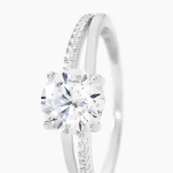 Bague Solitaire Poseidon Argent Blanc Oxyde De Zirconium