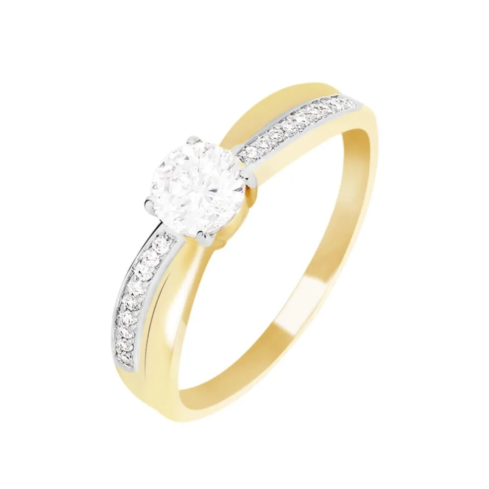 Bague Solitaire Raska Or Jaune Oxyde De Zirconium