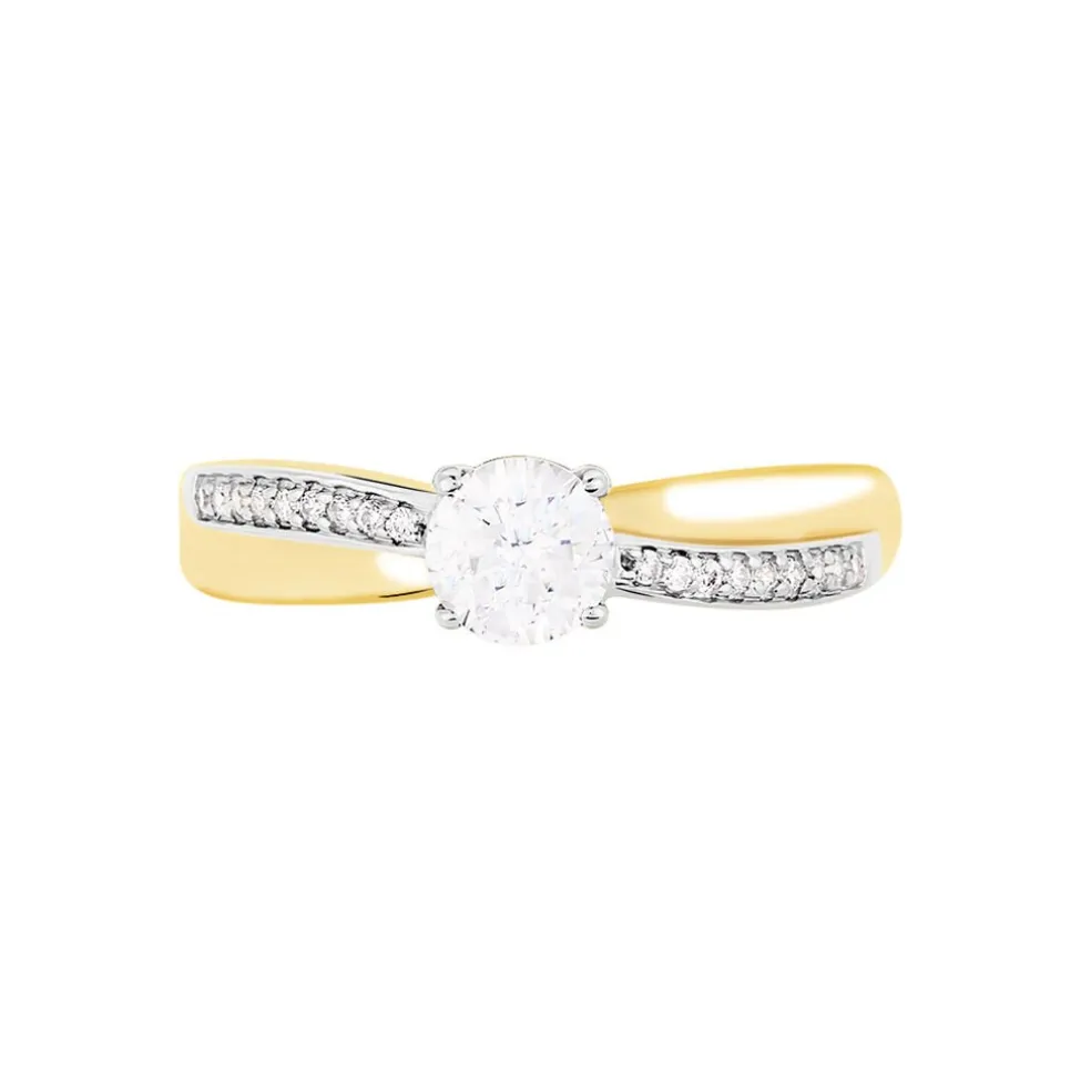 Bague Solitaire Raska Or Jaune Oxyde De Zirconium