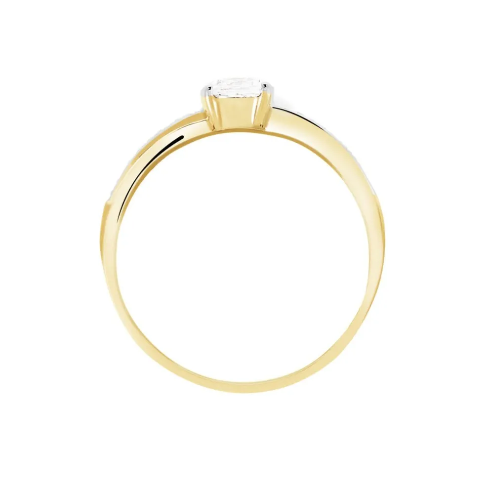 Bague Solitaire Raska Or Jaune Oxyde De Zirconium