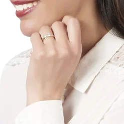 Bague Solitaire Raska Or Jaune Oxyde De Zirconium