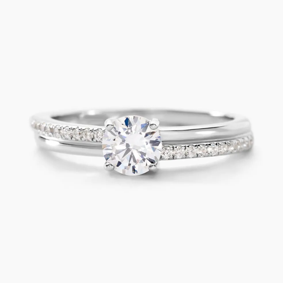 Bague Solitaire Sade Argent Blanc Oxyde De Zirconium