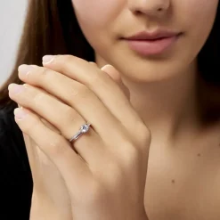 Bague Solitaire Sade Argent Blanc Oxyde De Zirconium