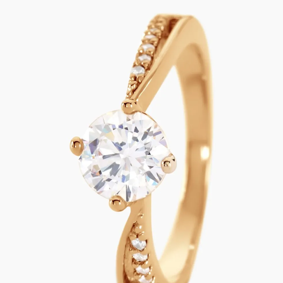 Bague Solitaire Sarah-lee Plaqué Or Jaune Oxyde De Zirconium