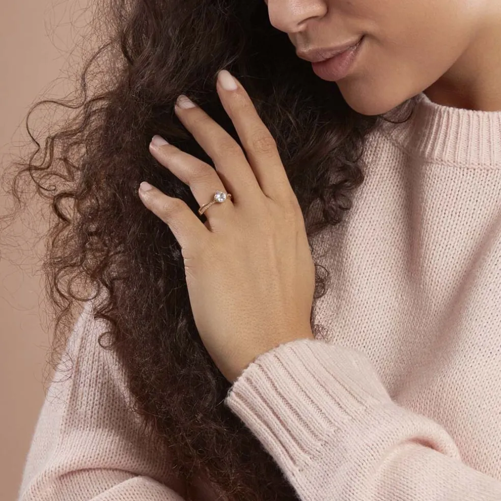 Bague Solitaire Sarah-lee Plaqué Or Jaune Oxyde De Zirconium