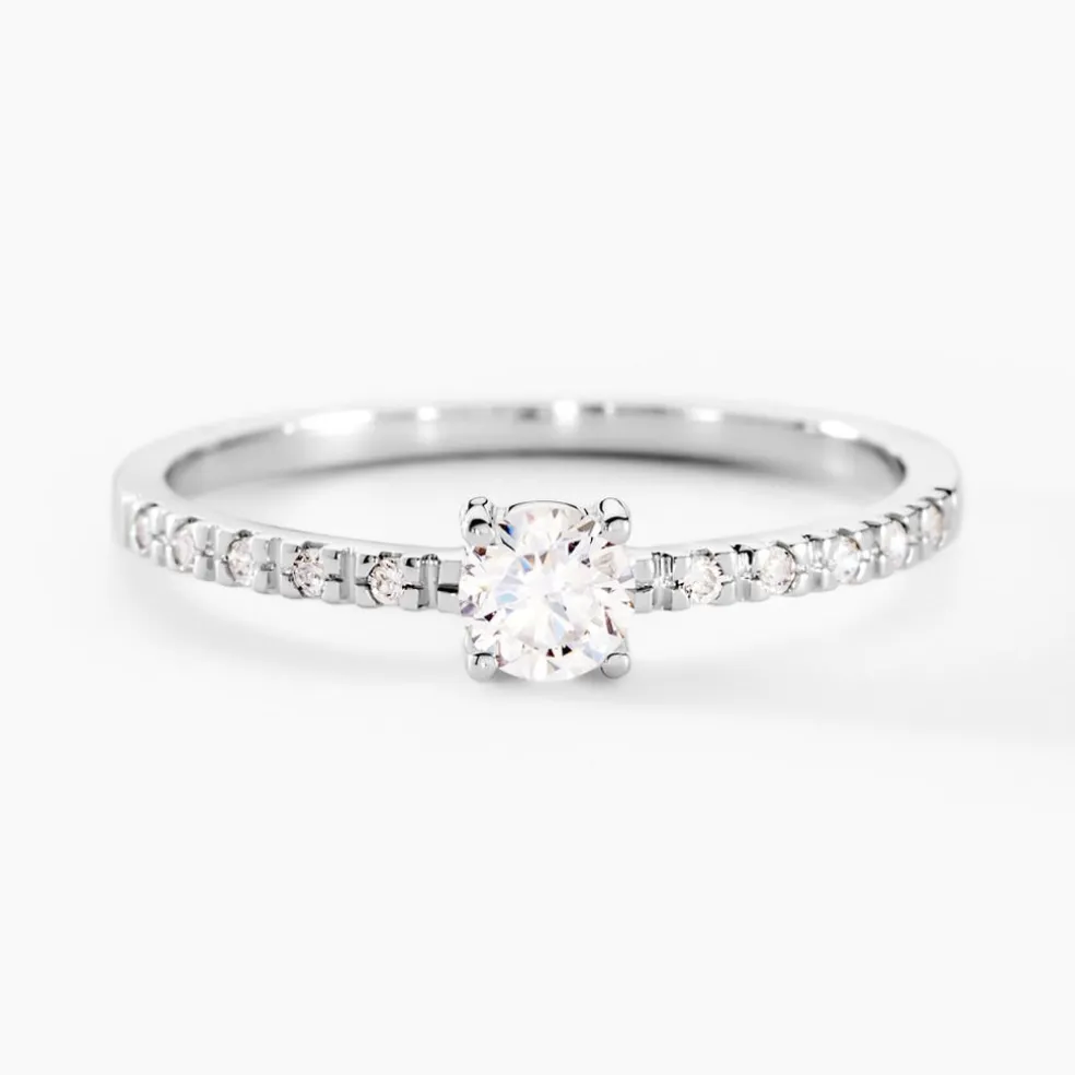 Bague Solitaire Servana Or Blanc Oxyde De Zirconium