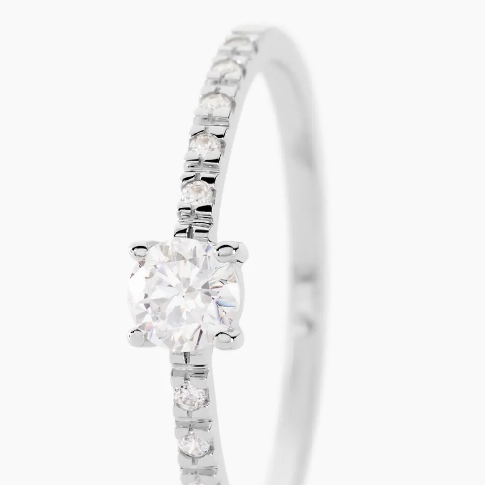 Bague Solitaire Servana Or Blanc Oxyde De Zirconium