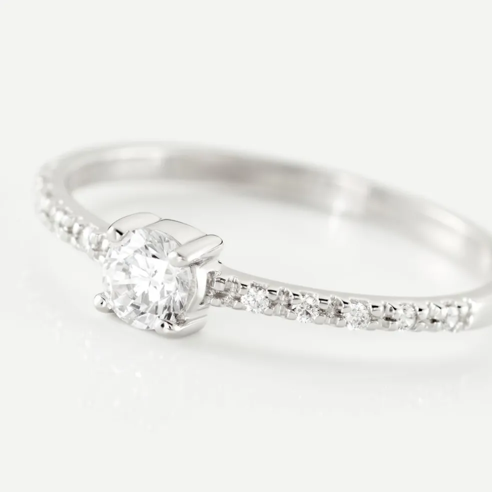 Bague Solitaire Servana Or Blanc Oxyde De Zirconium
