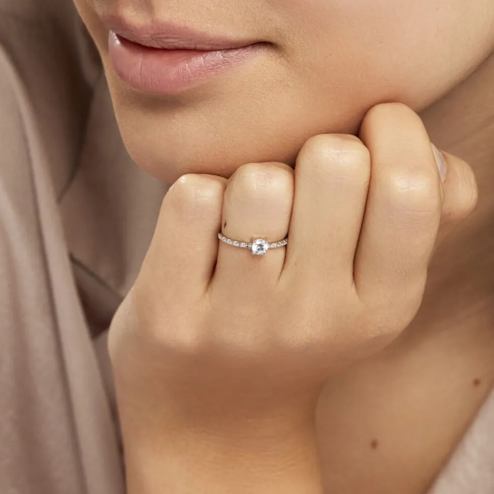 Bague Solitaire Servana Or Blanc Oxyde De Zirconium