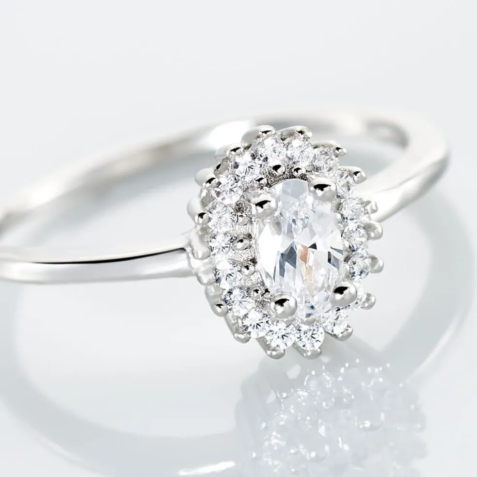 Bague Solitaire Shandrany Argent Blanc Oxyde De Zirconium