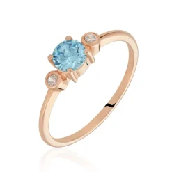 Bague Solitaire Shir Argent Rose Oxyde De Zirconium