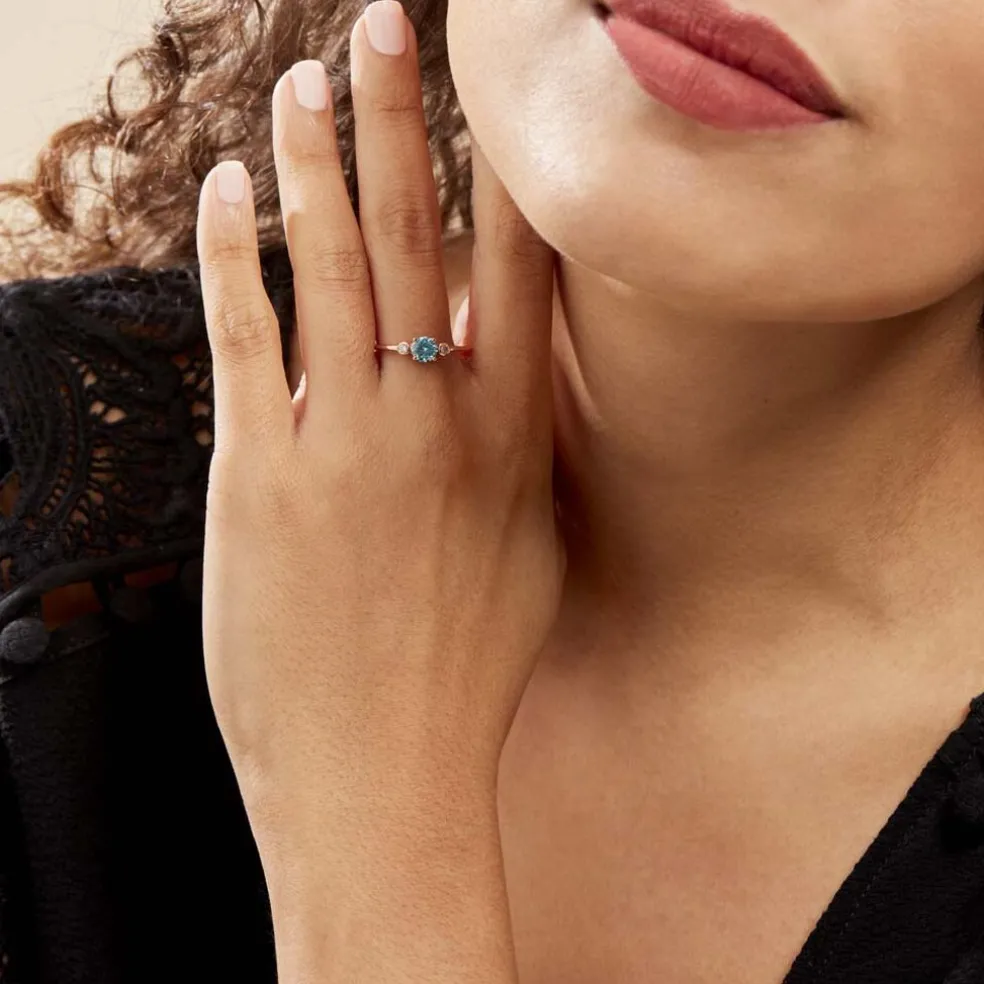 Bague Solitaire Shir Argent Rose Oxyde De Zirconium