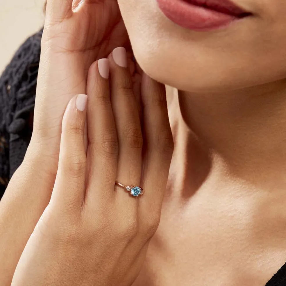 Bague Solitaire Shir Argent Rose Oxyde De Zirconium