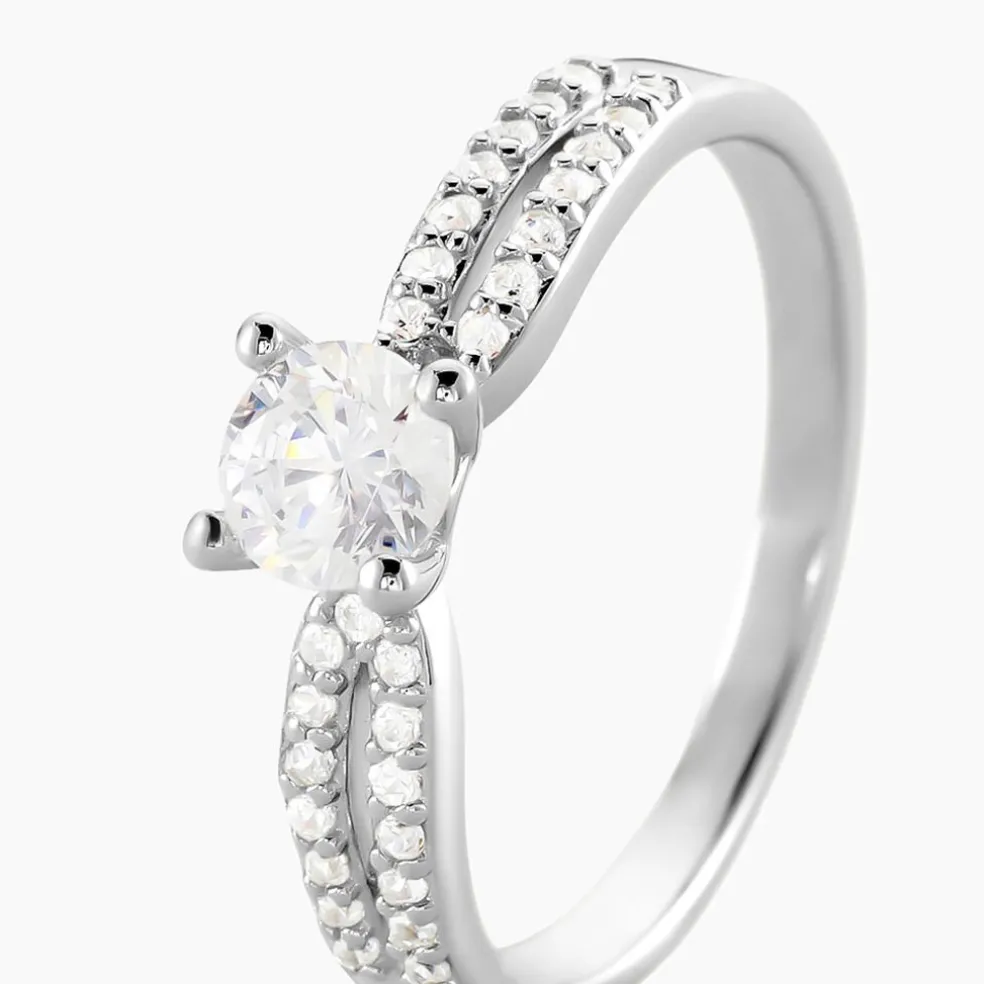 Bague Solitaire Solitea Argent Blanc Oxyde De Zirconium