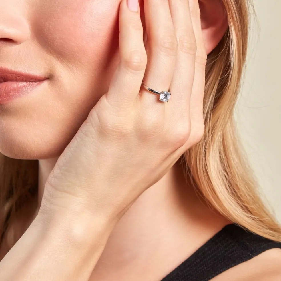 Bague Solitaire Stella Argent Blanc Oxyde De Zirconium